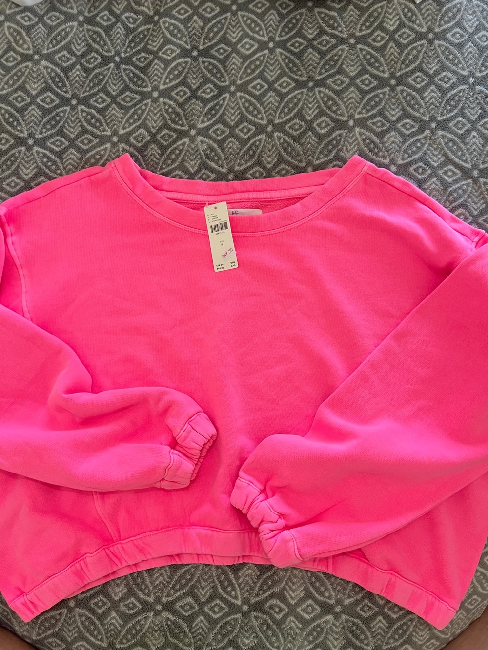 Neon pink cropped sweat shirt ANTHROPOLOGY SMALL